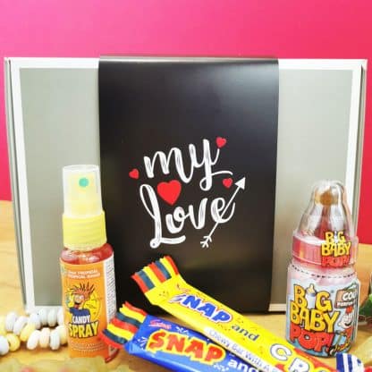 Coffret Bonbon Saint Valentin "My Love" remplie de bonbons rétro des années 90
