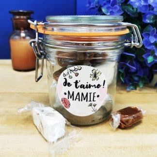 Bocal LE PARFAIT - "Je t'aime mamie" caramel et nougat - 150g (5 nougats - 10 caramels)