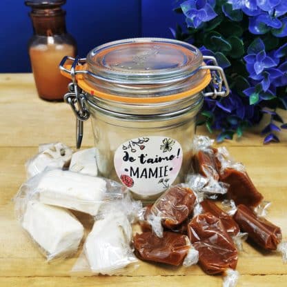 Bocal LE PARFAIT - "Je t'aime mamie" caramel et nougat - 150g (5 nougats - 10 caramels)