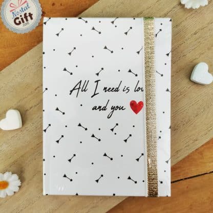 Carnet de note format A6 - 96 pages - "All I need is love and you"
