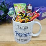 MUG "Je suis un parrain qui déchire" bonbons rétro 60 - Cadeau Parrain