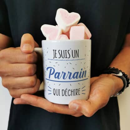 MUG "Je suis un parrain qui déchire" bonbons rétro 90 - Cadeau Parrain