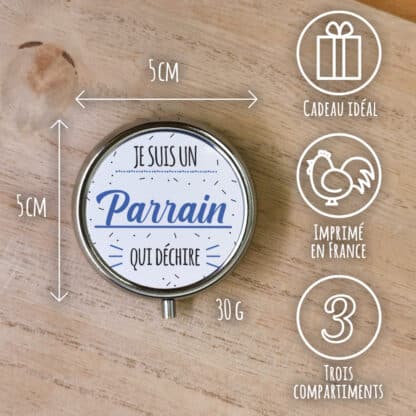 Pilulier - 3 compartiments - Parrain qui dechire" – Image 4