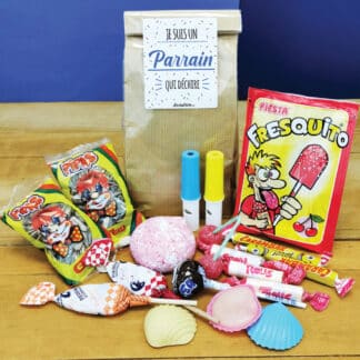 Sachet Bonbon des années 70  "Je suis un parrain qui déchire" - Cadeau Parrain