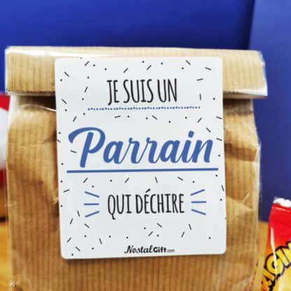 Sachet Bonbon des années 70  "Je suis un parrain qui déchire" - Cadeau Parrain