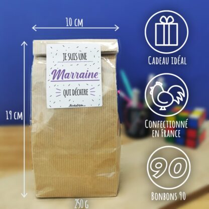 Sachet Bonbon des années 90  "Je suis une marraine qui déchire" - Cadeau Marraine – Image 5