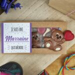 Oursons "Je suis une marraine qui déchire" au chocolat noir x3