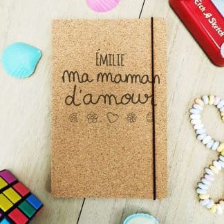 Carnet en liège personnalisable - "Ma maman d'amour"