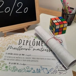 Diplôme de la meilleure Maîtresse - Collection Arc en Ciel - Cadeau Maîtresse à imprimer