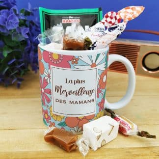 MUG "La plus merveilleuse des mamans" bonbons rétro 60 - Cadeau Maman
