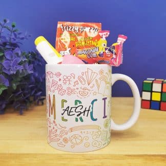 Mug "Merci AESH" bonbons rétro 80 - Collection arc-en-ciel