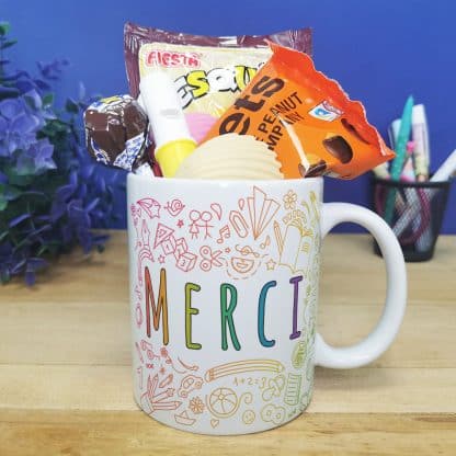 Mug "Merci" bonbons rétro 70 - Collection arc-en-ciel