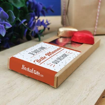 Cœurs au chocolat au lait et chocolat noir praliné x8 "Je suis une belle maman qui déchire"  - cadeau belle mère