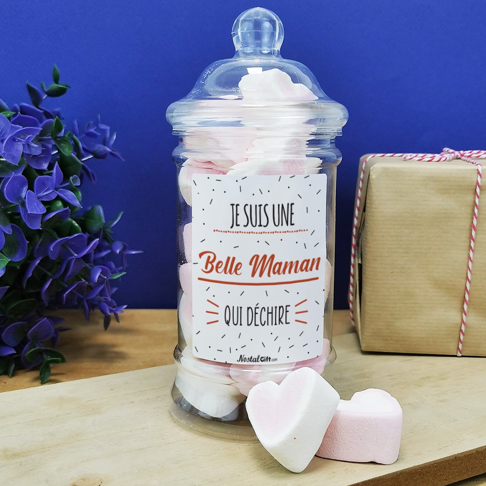 Cœurs au chocolat au lait et chocolat noir praliné x8 "Je suis une belle maman qui déchire"  - cadeau belle mère