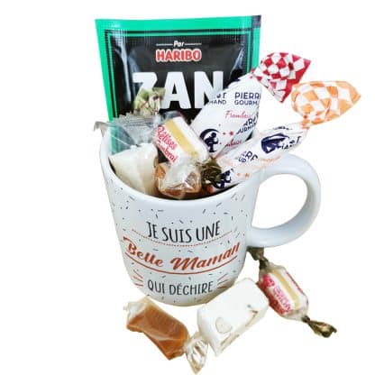 Mug bonbon années 60  "Je suis une belle maman qui déchire"