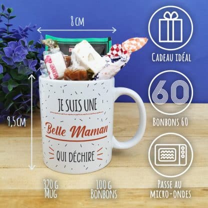 Mug bonbon années 60  "Je suis une belle maman qui déchire"