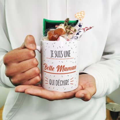 Mug bonbon années 60  "Je suis une belle maman qui déchire"