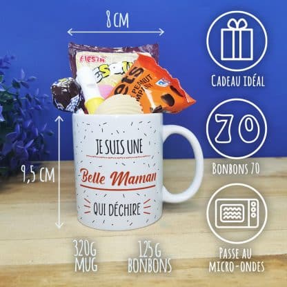 Mug bonbon années 70 "Je suis une belle maman qui déchire"