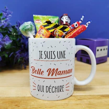 Mug bonbon années 90 "Je suis une belle maman qui déchire"