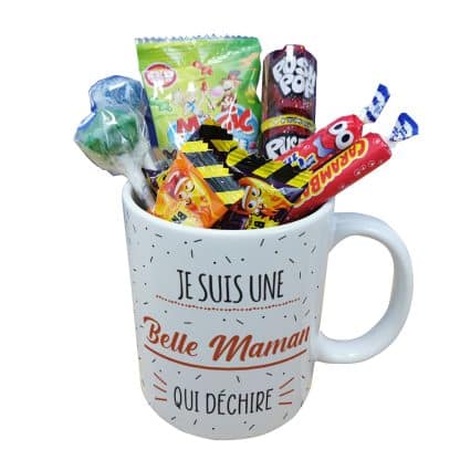 Mug bonbon années 90 "Je suis une belle maman qui déchire"