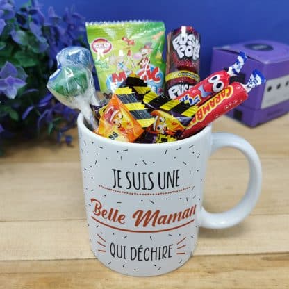 Mug bonbon années 90 "Je suis une belle maman qui déchire"