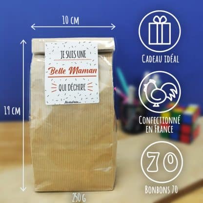 Sachet bonbon années 70 "Je suis une belle maman qui déchire"