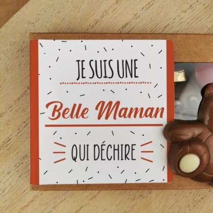 Oursons au chocolat au lait x3 "Je suis une belle maman qui déchire" - cadeau belle mère