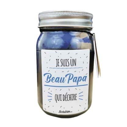 Bougie Jar noir "Je suis un Beau Papa qui déchire"- cadeau beau père