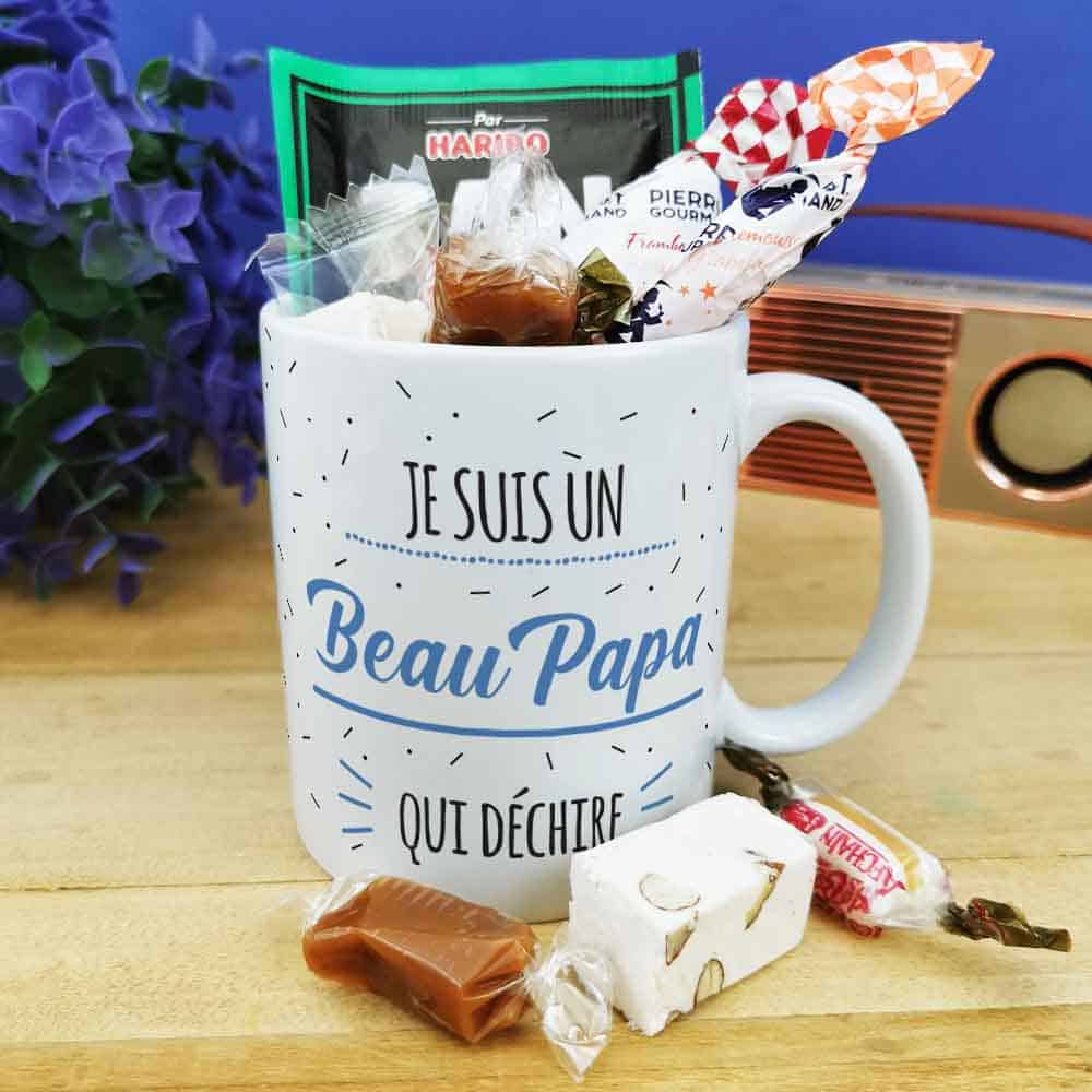 Mug bonbon années 60 Je suis un Beau Papa qui déchire - cadeau