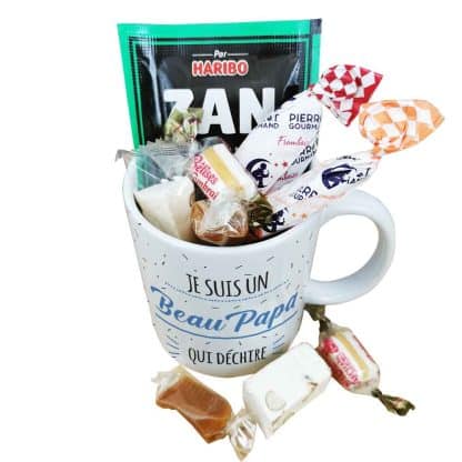 Mug bonbon années 60  "Je suis un Beau Papa qui déchire"  - cadeau beau père