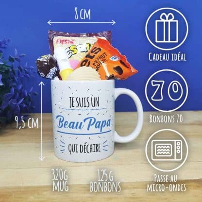 Mug bonbon années 70 "Je suis un Beau Papa qui déchire"