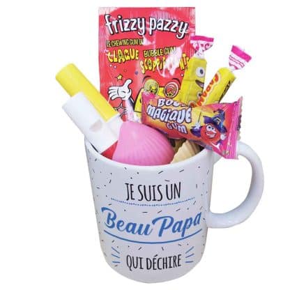 Mug bonbon années 80  "Je suis un Beau Papa qui déchire" de la collection "Qui déchire"  - cadeau beau père