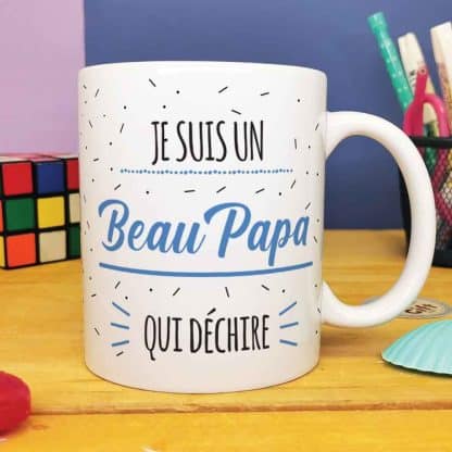 Mug "Je suis un Beau Papa qui déchire" de la collection "Qui déchire  - cadeau beau père