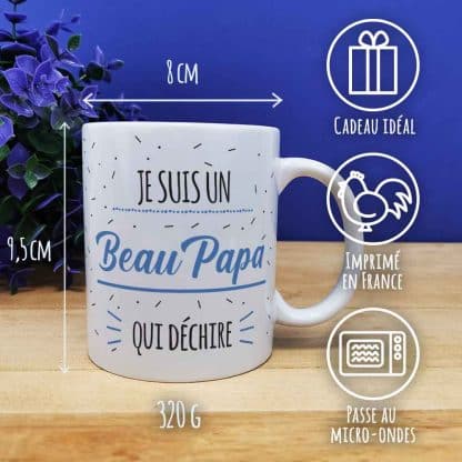 Mug "Je suis un Beau Papa qui déchire" de la collection "Qui déchire  - cadeau beau père