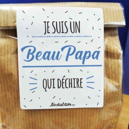 Sachet bonbon années 80  "Je suis un Beau Papa qui déchire"  - cadeau beau père