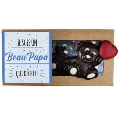 Oursons au chocolat noir x3 "Je suis un Beau Papa qui déchire" de la collection "Qui déchire"  - cadeau beau père – Image 2