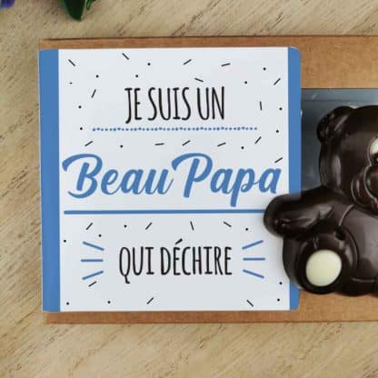 Oursons au chocolat noir x3 "Je suis un Beau Papa qui déchire" de la collection "Qui déchire"  - cadeau beau père – Image 5