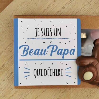 Oursons au chocolat au lait x3 "Je suis un Beau Papa qui déchire"- cadeau beau père