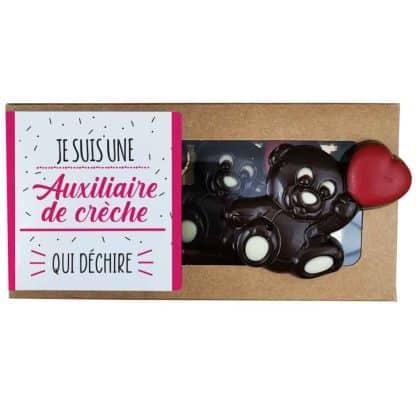 Oursons au chocolat noir x3 "Je suis une auxiliaire de crèche qui déchire" – Image 2