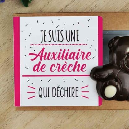 Oursons au chocolat noir x3 "Je suis une auxiliaire de crèche qui déchire" – Image 5