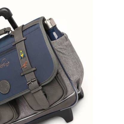 Cartable à roulettes 38 cm vintage Navy bleu et ses pin's personnalisables - Caméléon - CP, CE1, CE2 – Image 7