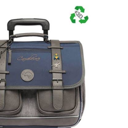 Cartable à roulettes 38 cm vintage Navy bleu et ses pin's personnalisables - Caméléon - CP, CE1, CE2 – Image 2