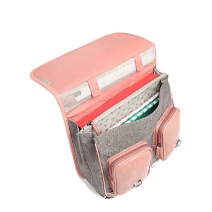 Cartable à roulettes 38 cm vintage rose ses pin's personnalisables - Cameleon - CP, CE1, CE2 – Image 3