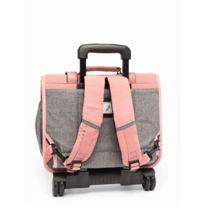 Cartable à roulettes 38 cm vintage rose ses pin's personnalisables - Cameleon - CP, CE1, CE2 – Image 4