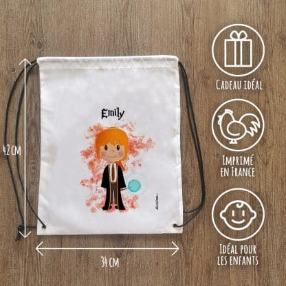 Sac à dos sport personnalisé : gym, piscine... - Petite sorcière - cadeau  fille – Image 3