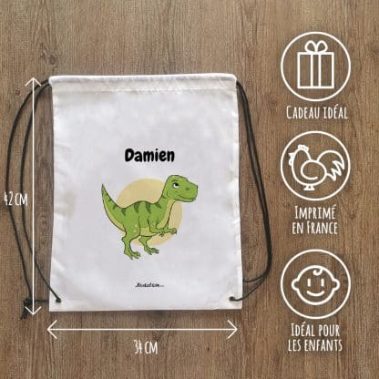 Sac à dos sport personnalisé : gym, piscine... - Dinosaure - cadeau enfant :  garçon