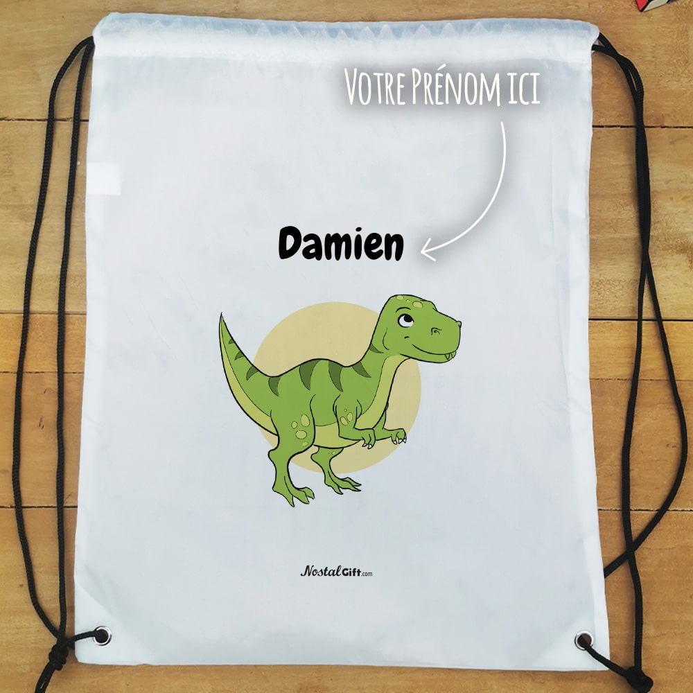 Sac à dos sport personnalisé : gym, piscine - Dinosaure - cadeau enfant  : garçon