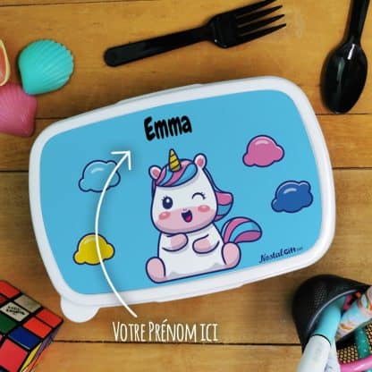 Boîte à goûter enfant personnalisée - plastique  Licorne