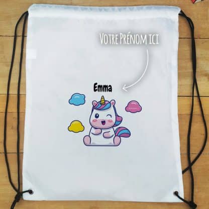 Sac à dos sport personnalisé : gym, piscine... - Licorne - cadeau  fille