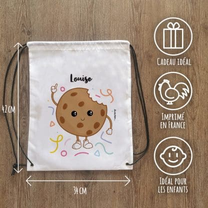 Sac à dos sport personnalisé : gym, piscine... - Cookie - cadeau fille,  garçon